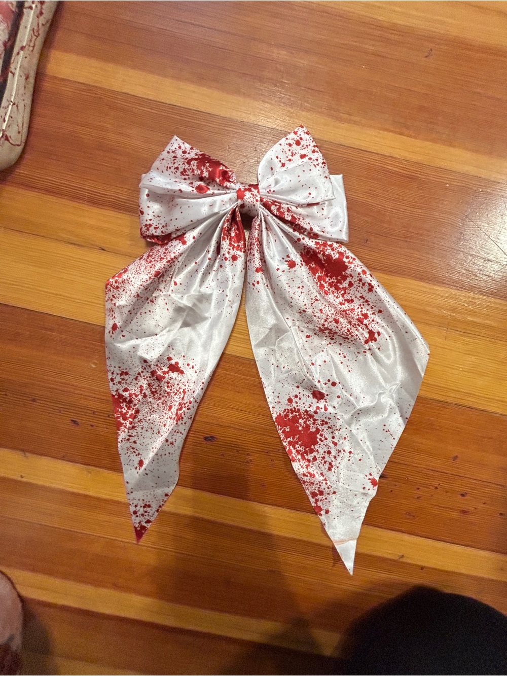 White and Red Blood Splatter Decorative Bow